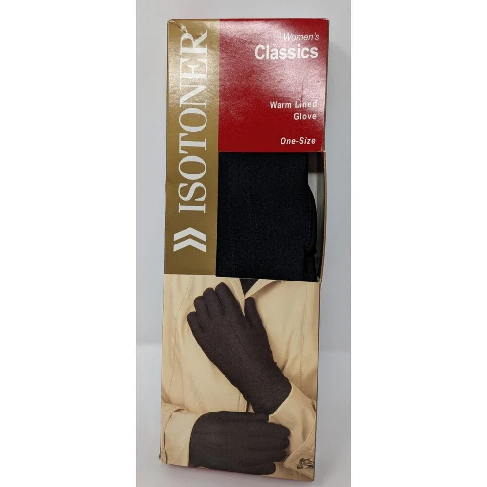Isotoner Classic Women's Black Warm Lined Gloves One Size NEW Quiet Luxury